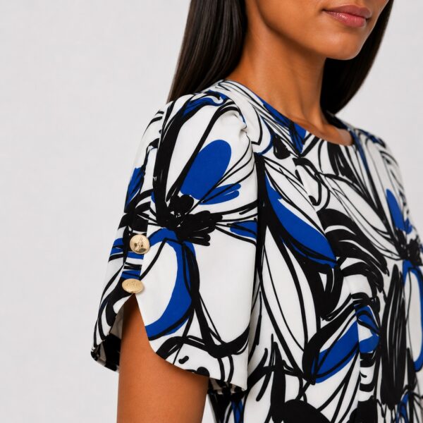 DKNY - Multicolor Floral Short Sleeves Sheath Dress - Image 3
