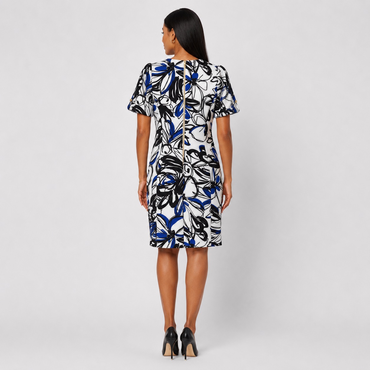 DKNY - Multicolor Floral Short Sleeves Sheath Dress - Image 5