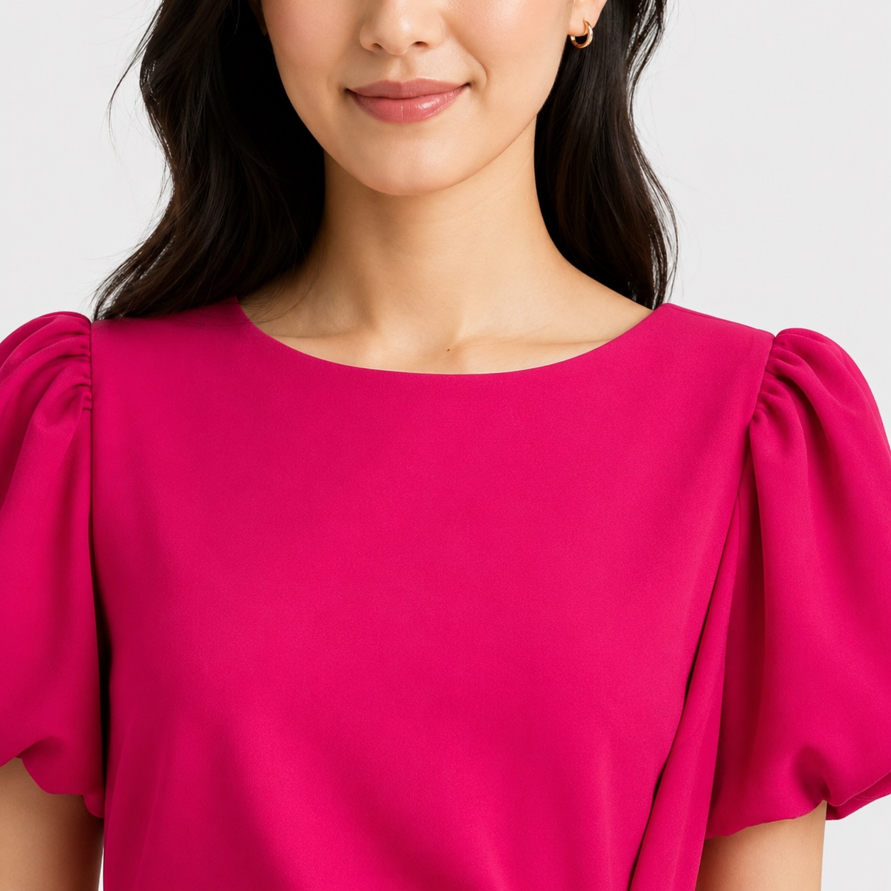 DKNY - Puffy Sleeves Hot Pink Sheath Dress - Image 2