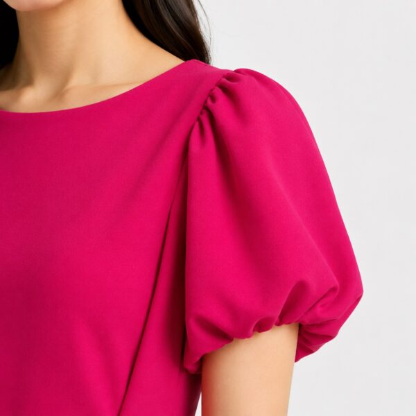 DKNY - Puffy Sleeves Hot Pink Sheath Dress - Image 3