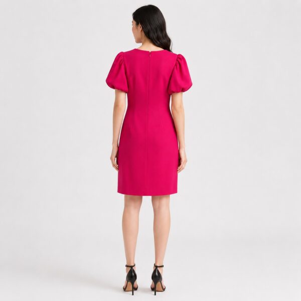 DKNY - Puffy Sleeves Hot Pink Sheath Dress - Image 5