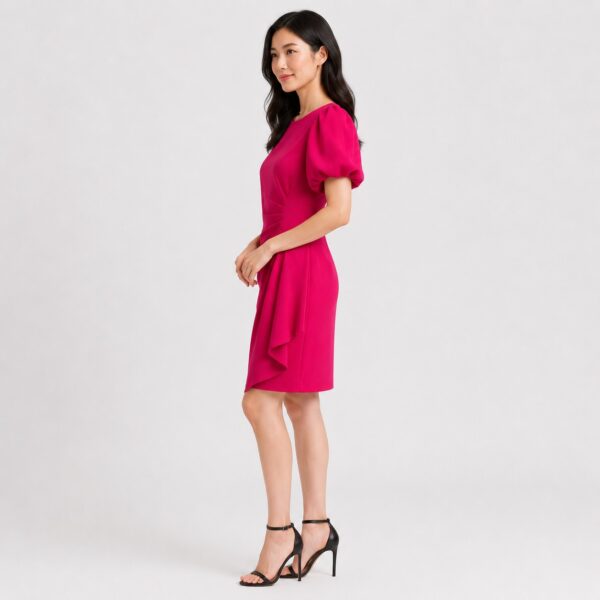 DKNY - Puffy Sleeves Hot Pink Sheath Dress - Image 6