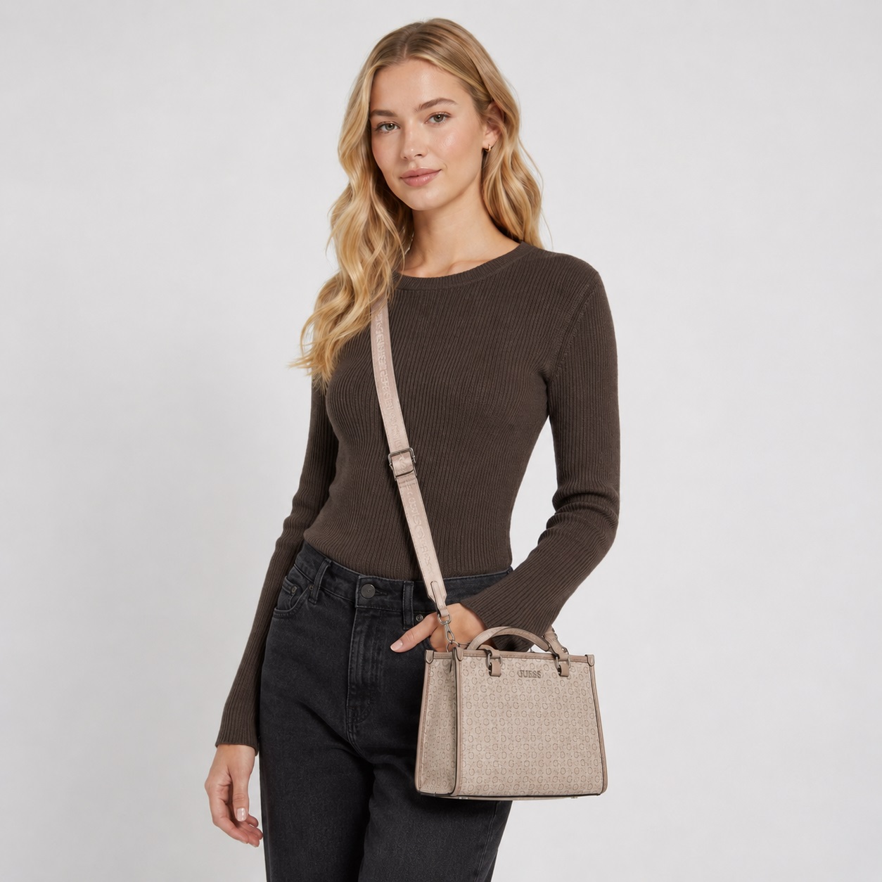 Guess - Sofia Mini Almond Signature Crossbody Bag - Image 1