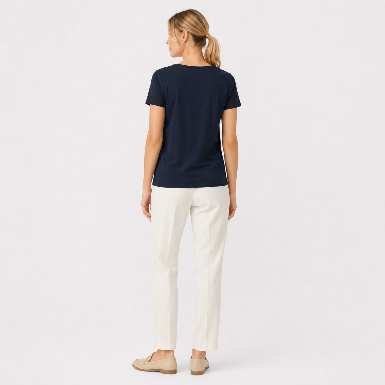 Tommy Hilfiger - Navy Lace V-Neckline T-Shirt - Image 5