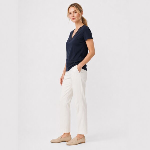 Tommy Hilfiger - Navy Lace V-Neckline T-Shirt - Image 6